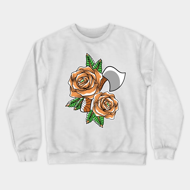 Flower ax traditional tattoo Crewneck Sweatshirt by Darts design studio